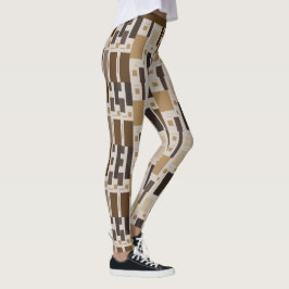 Retro Art Deco Brown Geometric Muster Yoga Leggings