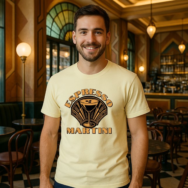 Retro Art Deco Espresso Martini Vorlage T-Shirt (Von Creator hochgeladen)