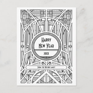 Retro-Art Deco Frohes Neues Jahr Postkarte