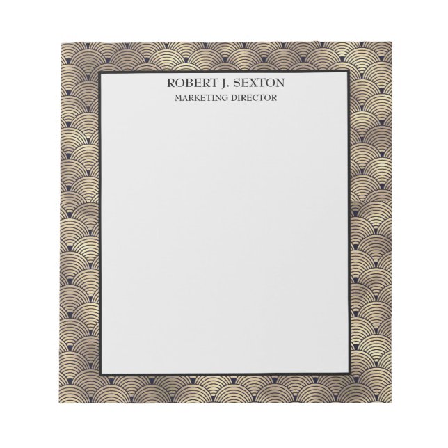 Retro Art Deco Gold und Black Rainbow Muster Notizblock (Vorderseite)