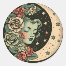 Retro Art Deco Grüne Halbmond-Dame