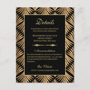 Retro Art Deco Hochzeitsdetails Der große Gatsby Begleitkarte