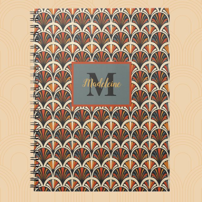 Retro Art Deco Jazz Age Mute Colors Monogramm Notizblock (Von Creator hochgeladen)