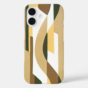 Retro Art Deco Jazz Brown Herbstkrümmung Muster iPhone 16 Hülle