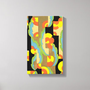 Retro Art Deco Jazz Circles Wolken Regenbogenmuste Leinwanddruck