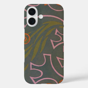 Retro Art Deco Jazz Rosa Orange Grau Linien Muster iPhone 16 Hülle