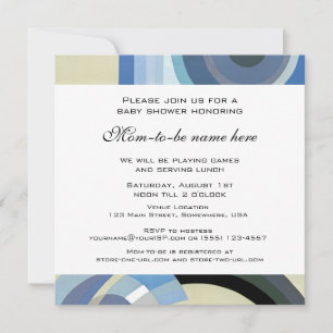 Retro Art Deco Jazz Vintag Blue Boy Baby Dusche Einladung