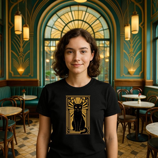 Retro-Art-Déco-Katze T-Shirt (Von Creator hochgeladen)