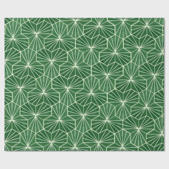 Retro Art Deco Lime Green Geometric Pattern Geschenkpapier (Flach)