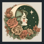 Retro Art Deco Moon Lady Stars & Blume Poster<br><div class="desc">Retro Art Deco Moon Lady Stars & Blume Collectible,  hohe Qualität und vollständig anpassbar.</div>
