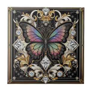 Retro Art Deco Nouveau Regenbogen Schmetterling Fliese