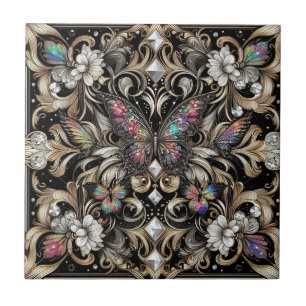 Retro Art Deco Nouveau Regenbogen Schmetterling Fliese