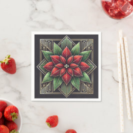 Retro Art Déco Poinsettia Festivals Entdeckungsrei Serviette