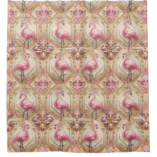 Retro-Art Deco Rosa Flamingos Duschvorhang