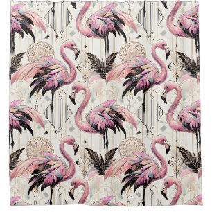 Retro-Art Deco Rosa Flamingos Duschvorhang