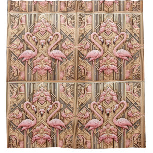 Retro-Art-Deco-Rosa-Flamingos Duschvorhang