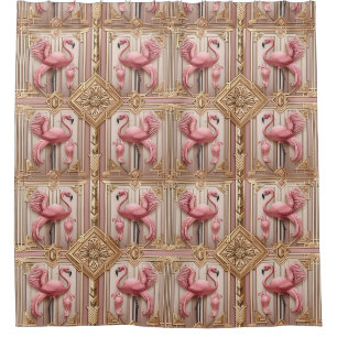 Retro-Art-Deco-Rosa-Flamingos Duschvorhang