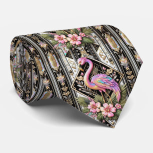 Retro-Art-Deco-Rosa-Flamingos Krawatte