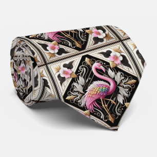 Retro-Art-Deco-Rosa-Flamingos Krawatte