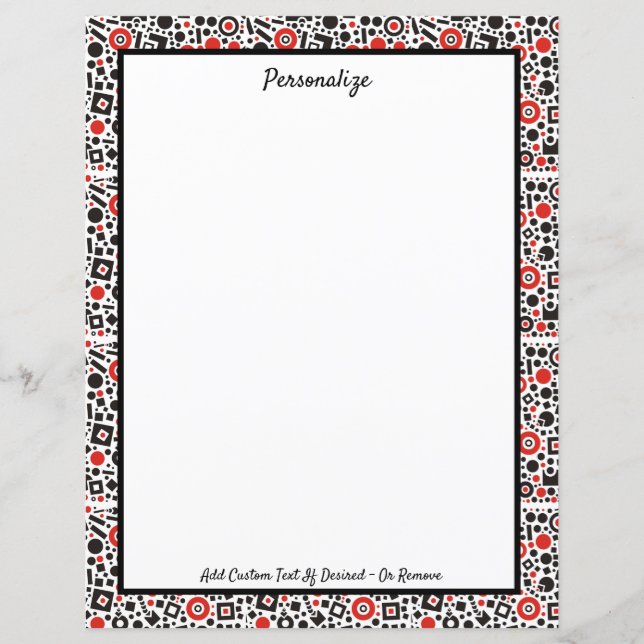 Retro Art Deco Rot und Schwarz Muster personalisie (Vorderseite)