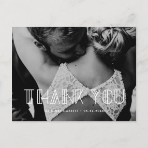 Retro-Art-Deco-Schriftzug Hochzeit Danke Postkarte
