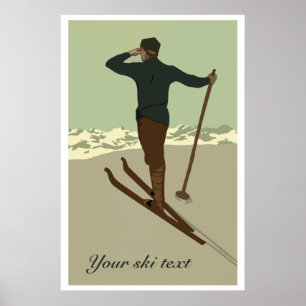Retro-Art-Deco-Ski-Reise-Werbung anpassbar Poster