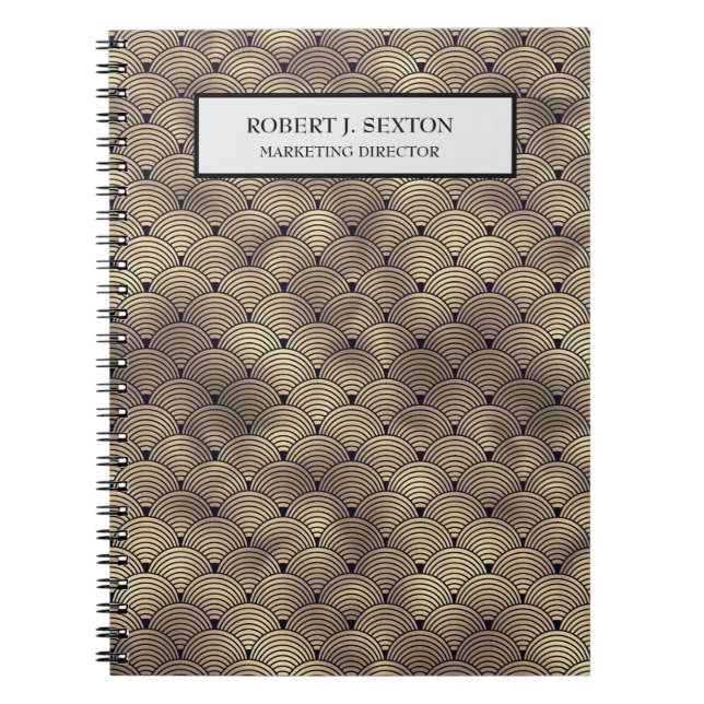 Retro Art Deco Stil Gold und schwarzer Regenbogen Notizblock (Vorderseite)