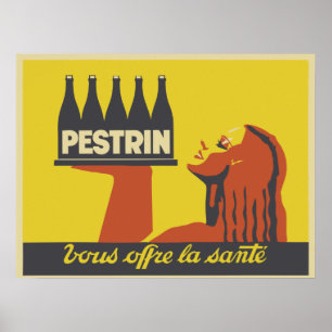 Retro-Art-Deco-Werbung für Mineralwasser Poster