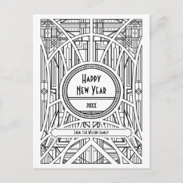Retro Art Deko glücklich Neues Jahr Postkarte