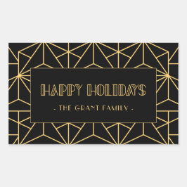 Retro Art Deko Happy Holidays Rechteckiger Aufkleber