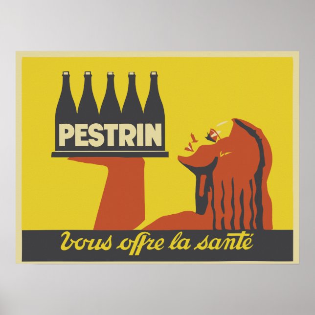 Retro Art Deko Mineralwasserwerbung (Vorne)