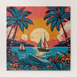 Retro Art Fun Time Tropical Puzzle