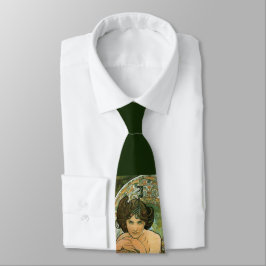 Retro Art Nouveau Alphonse Mucha Emerald Temptress Krawatte