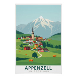 Retro Art Nouveau Appenzell Swiss Travel Poster