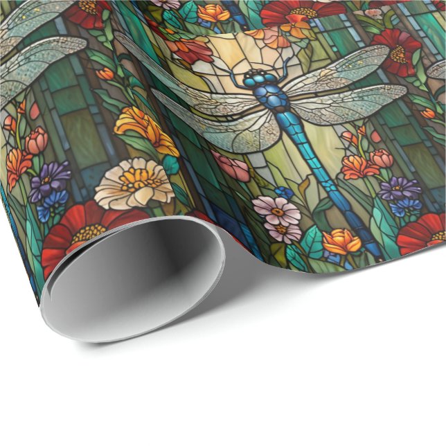 Retro Art Nouveau Dragonfly boho chic Geschenkpapier (Rolleneckpunkt)