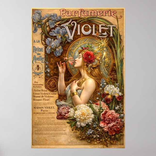 Retro Art Nouveau French Perfume Ad Poster (Vorne)