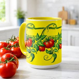 Retro-Art Nouveau-Gartentomaten-Friesmuster Tasse