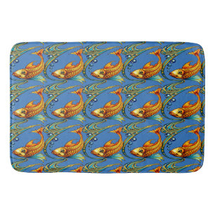 Retro-Art Nouveau Koi-Fisch-Muster Badematte