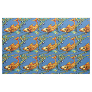 Retro-Art Nouveau Koi-Fisch-Muster Stoff