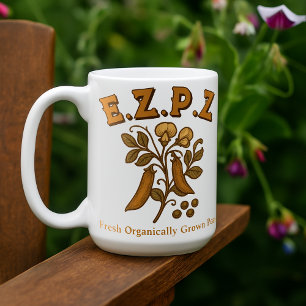 Retro Art Nouveau Pea Pflanze E.Z.P.Z (Easy Peasy) Kaffeetasse