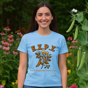 Retro Art Nouveau Pea Pflanze E.Z.P.Z (Easy Peasy) T-Shirt