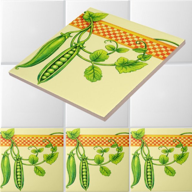 Retro Art Nouveau Pea Pods Pattern Frieze Fliese (Von Creator hochgeladen)