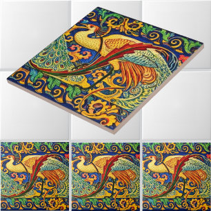Retro-Art Nouveau Pfauenfries von Walter Crane Fliese