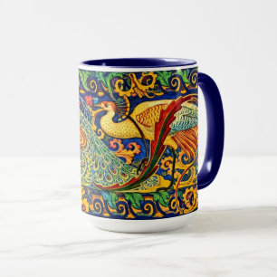 Retro-Art Nouveau Pfauenfries von Walter Crane Tasse