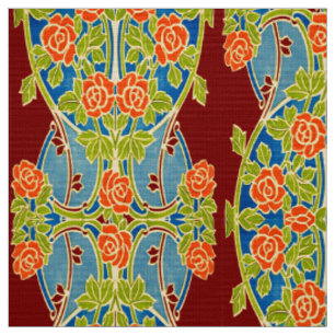 Retro-Art Nouveau-Rosengarten-Friesmuster Stoff