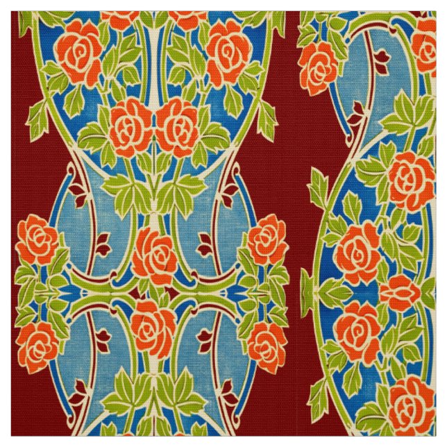 Retro-Art Nouveau-Rosengarten-Friesmuster Stoff (Muster)