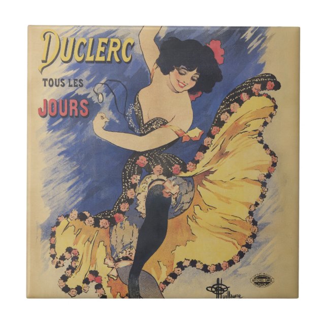 Retro Art Nouveau, Spanischer Flamenco-Tänzer Fliese (Vorderseite)