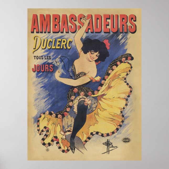 Retro Art Nouveau, Spanischer Flamenco-Tänzer Poster (Vorne)