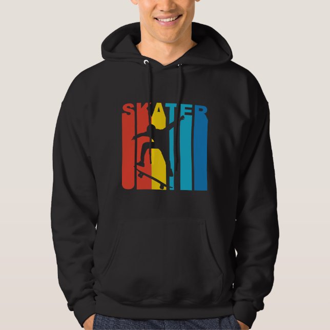 Retro Art-SkaterSkateboarderSkateboarding Hoodie (Vorderseite)
