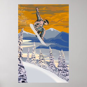 Retro-Art Snowboard art Poster
